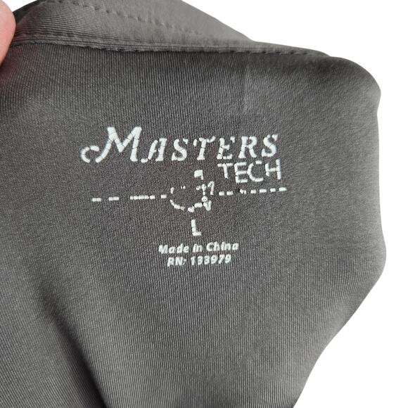 Masters Tech Striped Polo Golf Short Sleeve Shirt Men's Large Gray‎ Pale Yellow - Picture 6 of 8